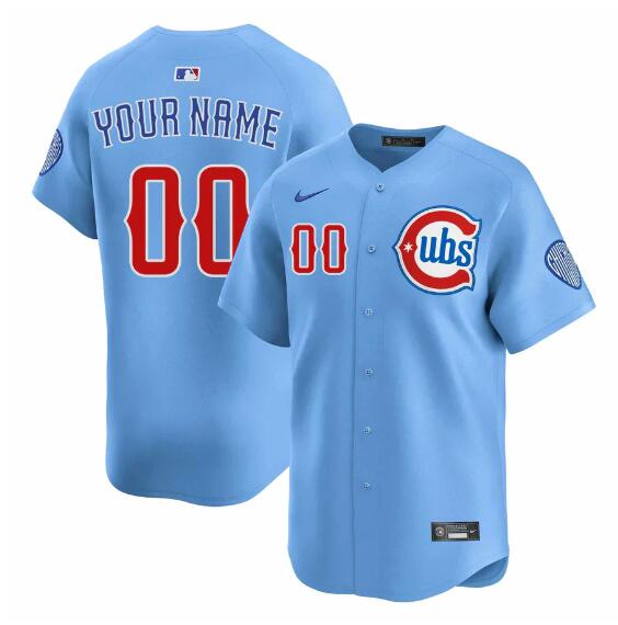 Men's Chicago Cubs Customized Blue 2024-25 2nd Alternate Limited Stitched Baseball Jersey