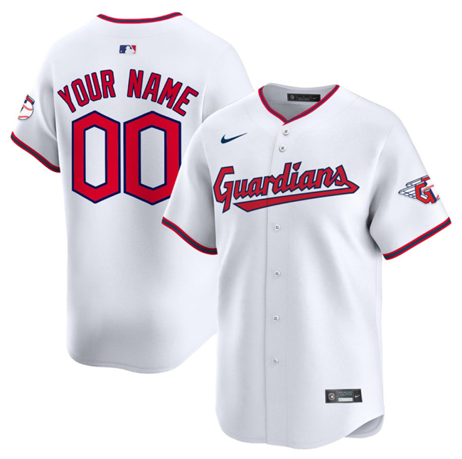 Men's Cleveland Guardians Active Player Custom White Home Limited Stitched Baseball Jersey
