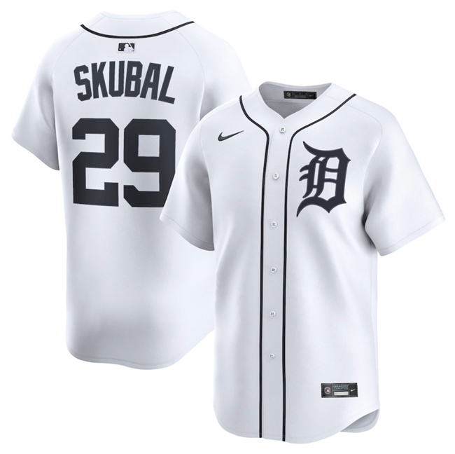 Men's Detroit Tigers #29 Tarik Skubal White 2024 Home Limited Stitched Baseball Jersey