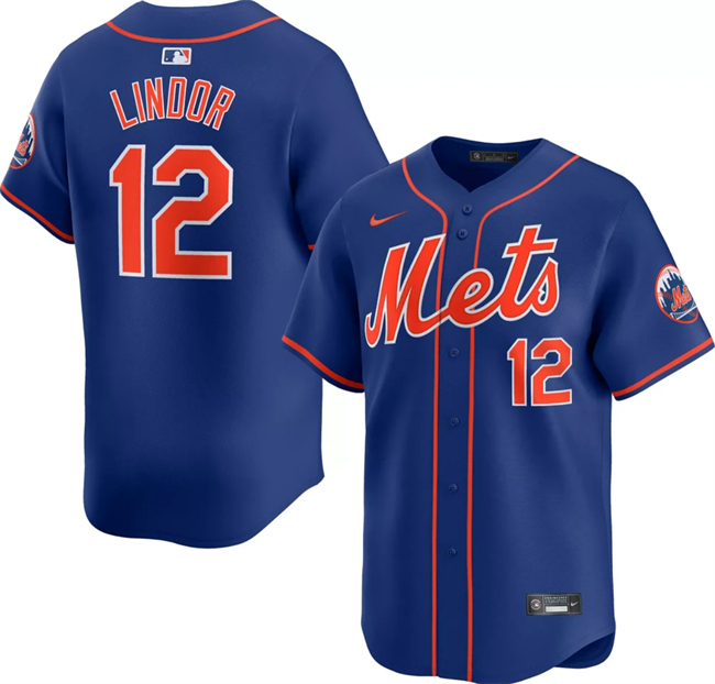 Men's New York Mets #12 Francisco Lindor Royal 2024 Alternate Limited Stitched Baseball Jersey