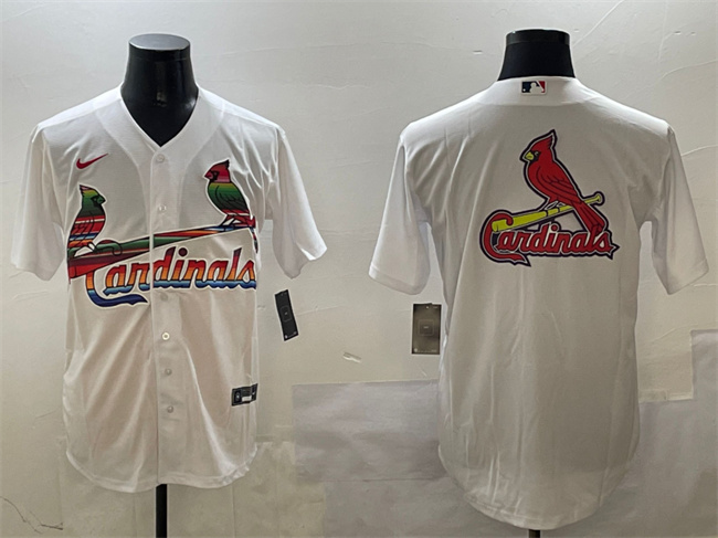 Men's St. Louis Cardinals Team Big Logo White Cool Base Stitched Baseball Jersey