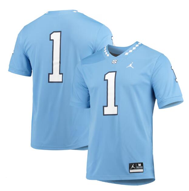 Men's North Carolina Tar Heels #1 Jordan Brand Untouchable Replica Game Blue Jersey