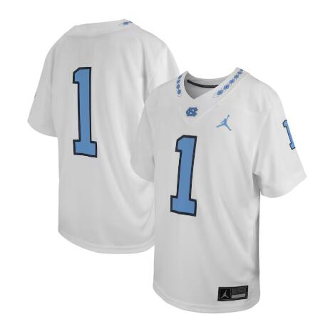 Men's North Carolina Tar Heels #1 Jordan Brand Untouchable Replica Game White Jersey