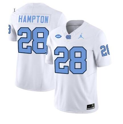 Omarion Hampton Jersey #28 North Carolina Tar Heels Football White