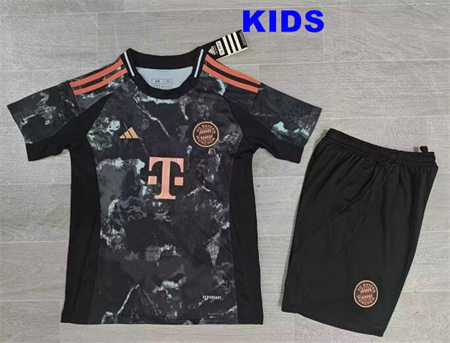 Youth Bayern Munich Blank or Custom 2024-25 Black Away Soccer Jersey Suit