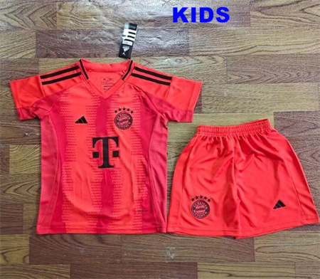 Youth Bayern Munich Blank or Custom 2024-25 Red Home Soccer Jersey Suit