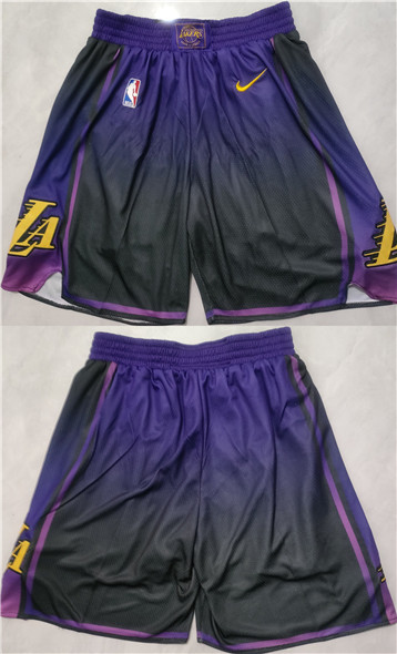 Los Angeles Lakers Purple Black Shorts (Run Small)