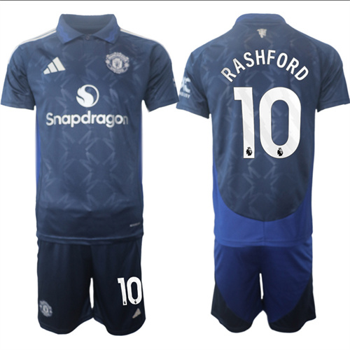 Manchester United #10 RASHFORD away Navy 2024-25 suit soccer jerseys