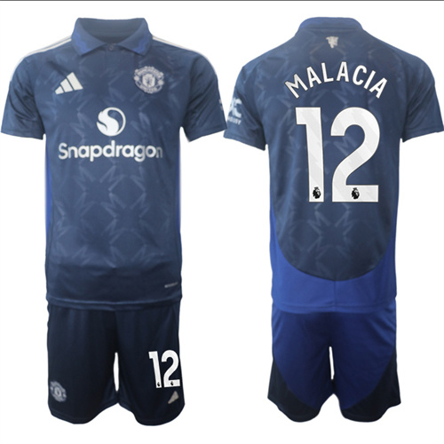 Manchester United #12 MALACIA away Navy 2024-25 suit soccer jerseys