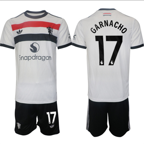 Manchester United #17 GARNACHO 2nd Away White Navy 2024-25 suit soccer jerseys