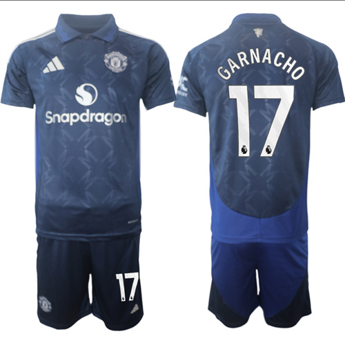 Manchester United #17 GARNACHO away Navy 2024-25 suit soccer jerseys