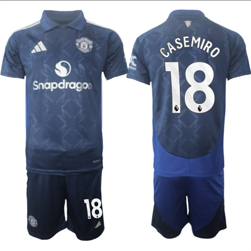 Manchester United #18 CASEMIRO away Navy 2024-25 suit soccer jerseys