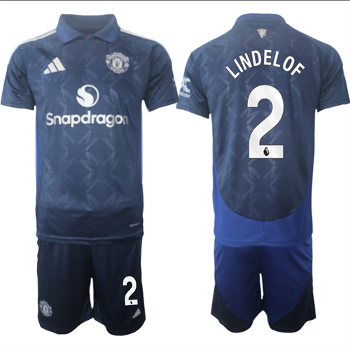 Manchester United #2 LINDELOF away Navy 2024-25 suit soccer jerseys