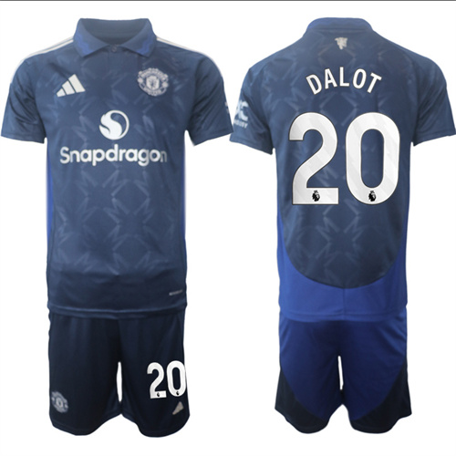 Manchester United #20 DALOT away Navy 2024-25 suit soccer jerseys