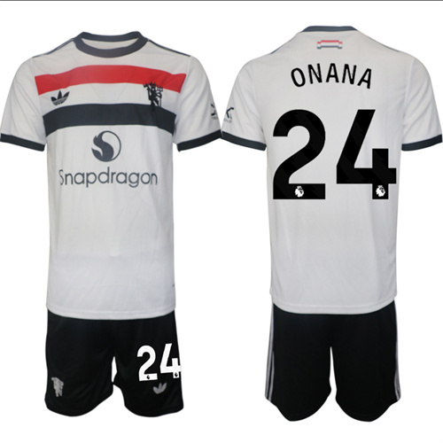 Manchester United #24 ONANA 2nd Away White Navy 2024-25 suit soccer jerseys