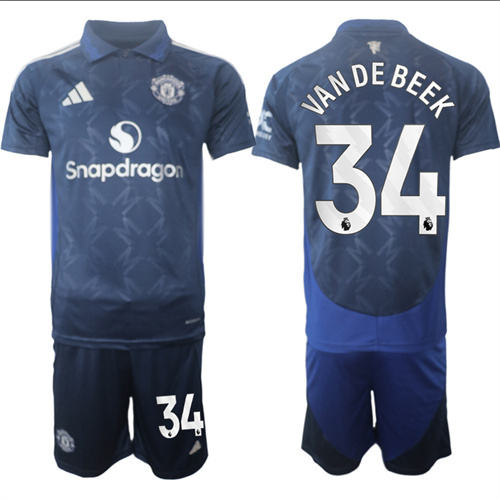 Manchester United #34 VAN DE BEEK away Navy 2024-25 suit soccer jerseys