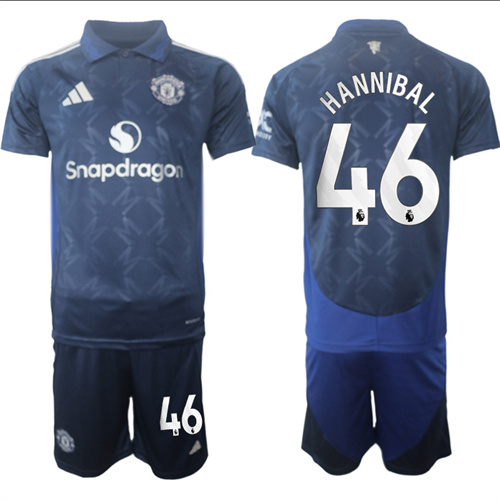 Manchester United #46 HANNIBAL away Navy 2024-25 suit soccer jerseys