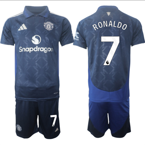 Manchester United #7 RONALDO away Navy 2024-25 suit soccer jerseys