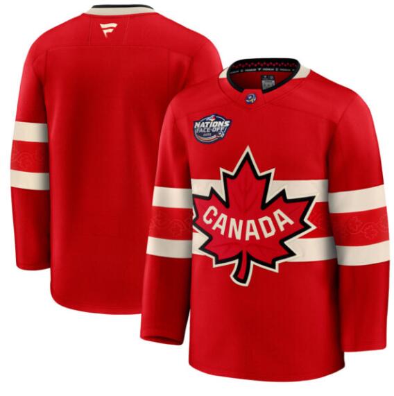 Men's Canada Blank Red 2025 4 Nations Face-Off Premium Stitched Jersey