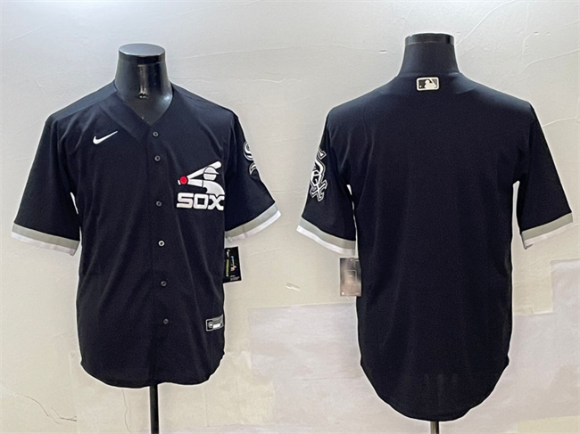Men's Chicago White Sox Blank Black Cool Base Stitched Jersey