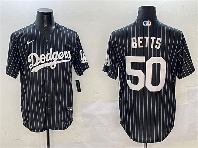 Men's Los Angeles Dodgers #50 Mookie Betts Black Cool Base Stitched Baseball Jersey