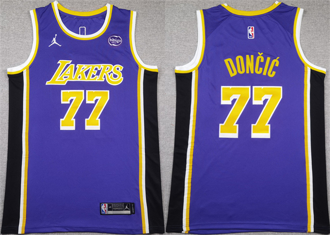 Men's Los Angeles Lakers #77 Luka Doncic Puple 2025 Stitched Basketball Jersey