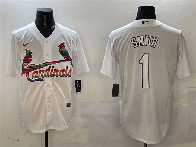 Men's St. Louis Cardinals #1 Ozzie Smith White Cool Base Stitched Baseball Jersey