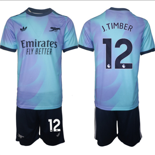 Men's Arsenal Second Away Kit 12# J.TIMBER 2024-25 Suit Soccer Jerseys