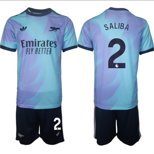 Men's Arsenal Second Away Kit 2# SALIBA 2024-25 Suit Soccer Jerseys