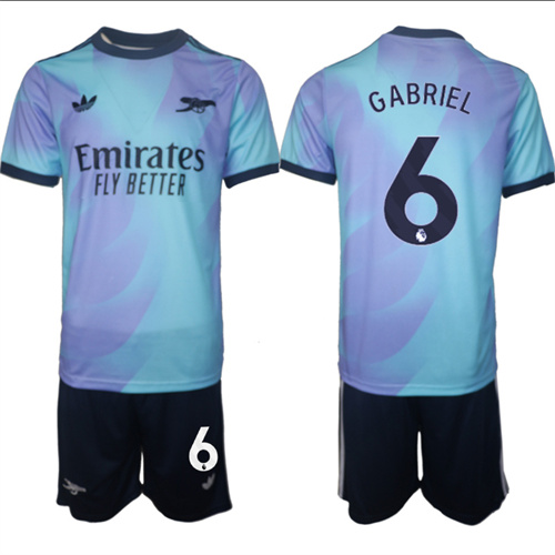 Men's Arsenal Second Away Kit 6# GABRIEL 2024-25 Suit Soccer Jerseys