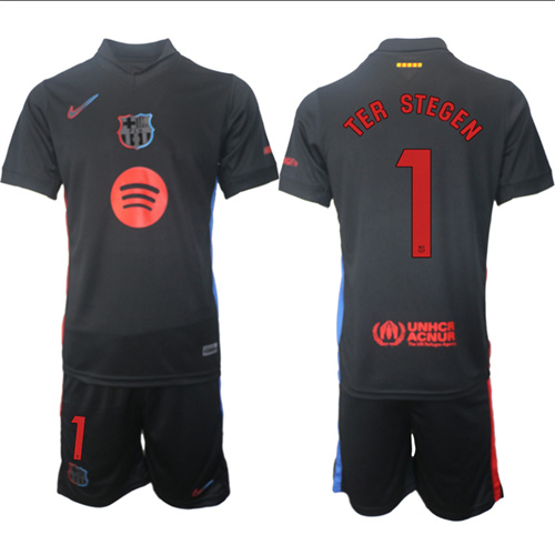 Men's FC Barcelona Away 1# TER STEGEN 2024-25 Suit Soccer Jerseys