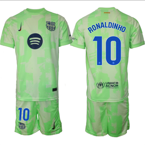 Men's FC Barcelona Second Away Kit 10# RONALDINHO 2024-25 Suit Soccer Jerseys