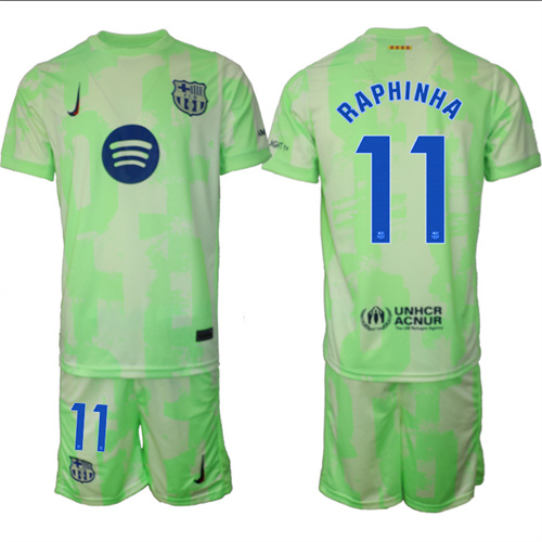 Men's FC Barcelona Second Away Kit 11# RAPHINHA 2024-25 Suit Soccer Jerseys