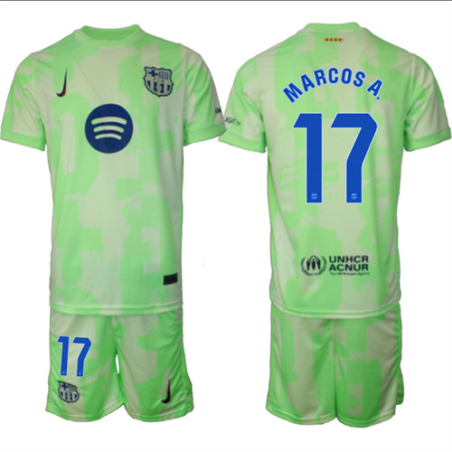 Men's FC Barcelona Second Away Kit 17# MARCOS A. 2024-25 Suit Soccer Jerseys