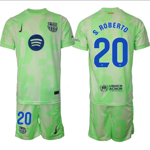Men's FC Barcelona Second Away Kit 20# S. ROBERTO 2024-25 Suit Soccer Jerseys