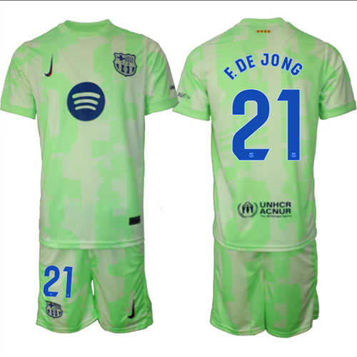Men's FC Barcelona Second Away Kit 21# F.DE JONG 2024-25 Suit Soccer Jerseys