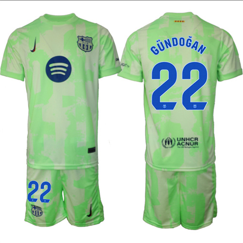 Men's FC Barcelona Second Away Kit 22# GUNDOGAN 2024-25 Suit Soccer Jerseys