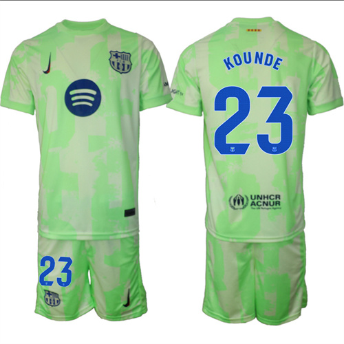 Men's FC Barcelona Second Away Kit 23# KOUNDE 2024-25 Suit Soccer Jerseys