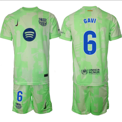 Men's FC Barcelona Second Away Kit 6# GAVI 2024-25 Suit Soccer Jerseys
