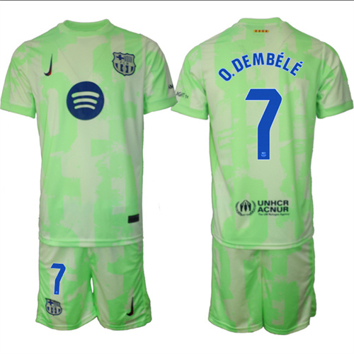 Men's FC Barcelona Second Away Kit 7# O.DEMBELE 2024-25 Suit Soccer Jerseys