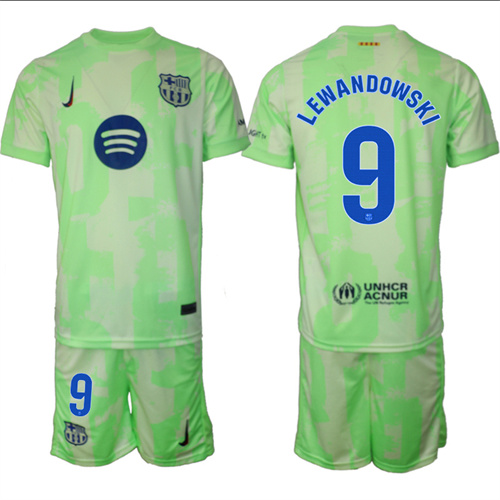 Men's FC Barcelona Second Away Kit 9# LEWANDOWSKI 2024-25 Suit Soccer Jerseys