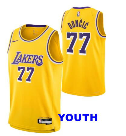 Youth Los Angeles Lakers #77 Luka Doni Nike Gold Swingman Jersey - Icon Edition