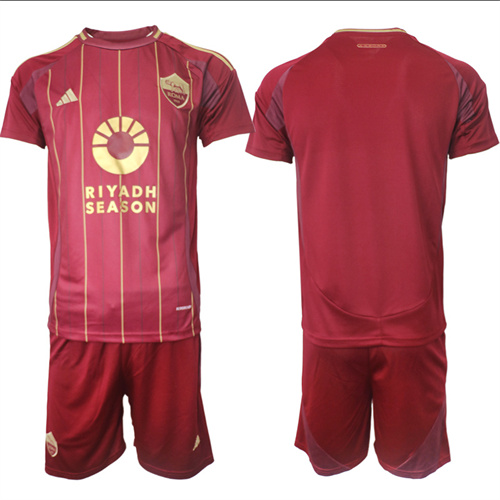 Men's AS Roma home Custom Or Blank 2024-25 Suit Soccer Jerseys