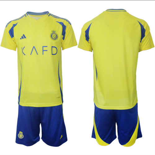 Men's Al Nassr home Custom Or Blank 2024-25 Suit Soccer Jerseys