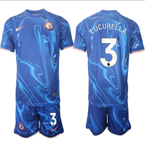 Men's Chelsea home 3# CUCURELLA 2024-25 Suit Soccer Jerseys