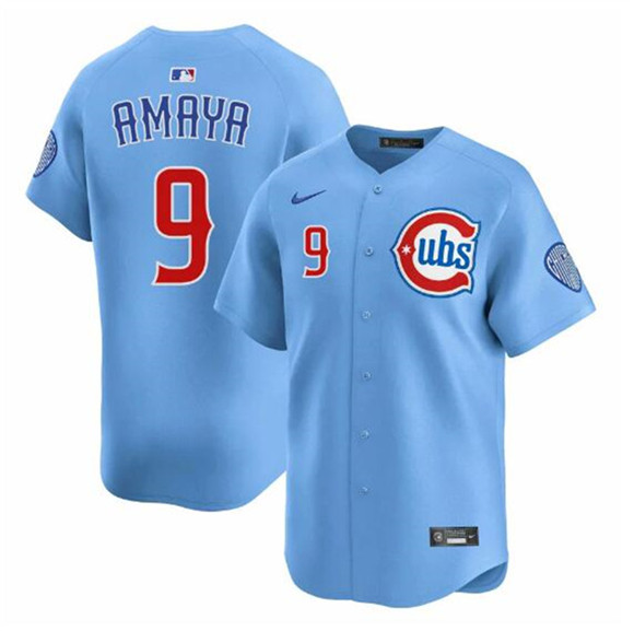 Men's Chicago Cubs #9 Miguel Amaya Blue 2024-25 2nd Alternate Limited Stitched Baseball Jersey