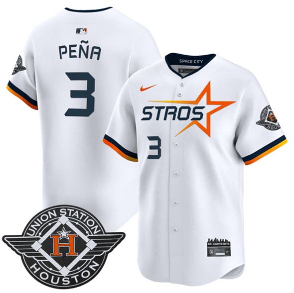 Men's Houston Astros #3 Jeremy Pena White 2025 City Connect Limited Stitched Baseball Jersey