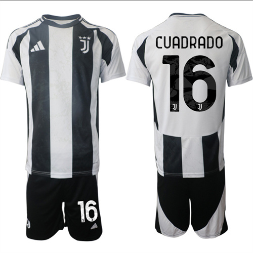 Men's Juventus FC home 16# CUADRADO 2024-25 Suit Soccer Jerseys
