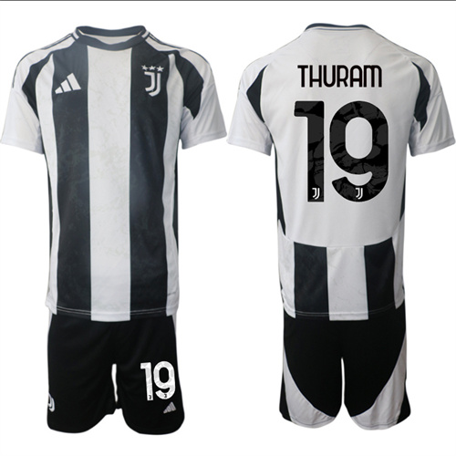 Men's Juventus FC home 19# THURAM 2024-25 Suit Soccer Jerseys