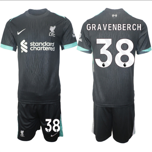 Men's Liverpool away 38# GRAVENBERCH 2024-25 Suit Soccer Jerseys